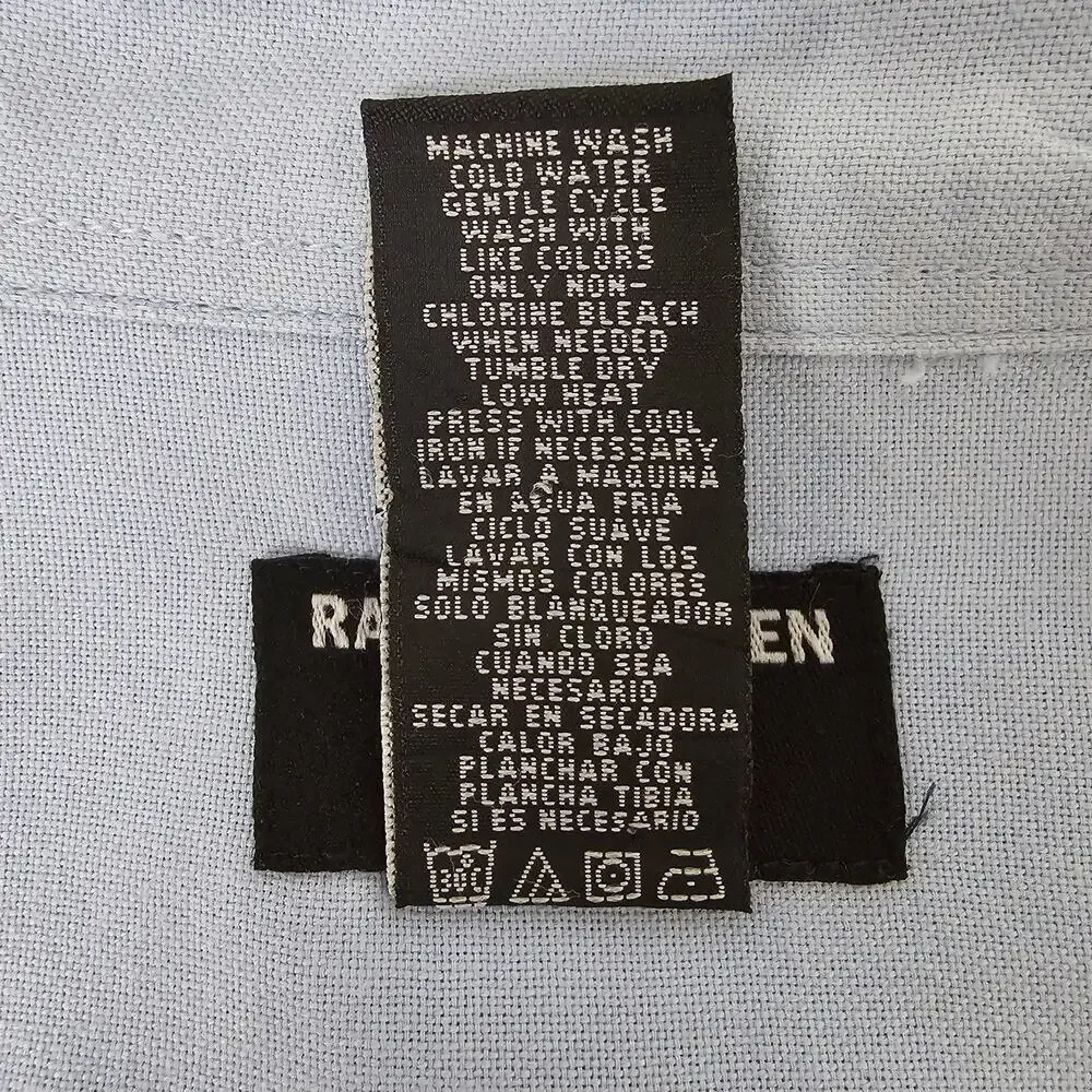 Vintage Ralph Lauren Jeans Co RL USA Flag Shirt Men XXL 2XL Long Sleeve Blue 90s - Picture 14 of 14